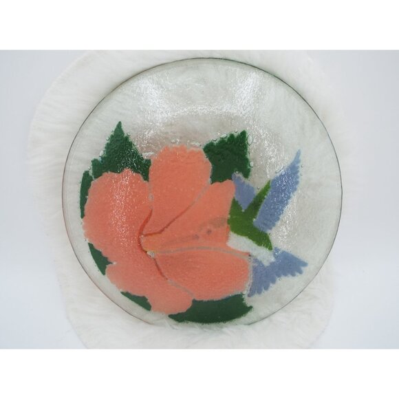 Peggy Karr Fused Art Glass 8" Hummingbird Plate with Box - Picture 8 of 12